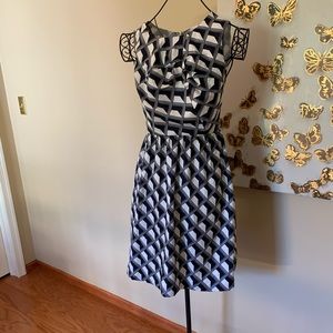 Anthropologie blue and white dress pattern size 2